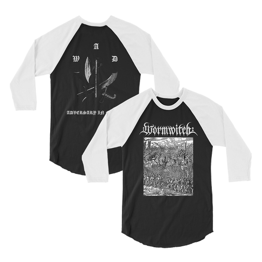 Wormwitch - Adversary in Flames Raglan - Black/White