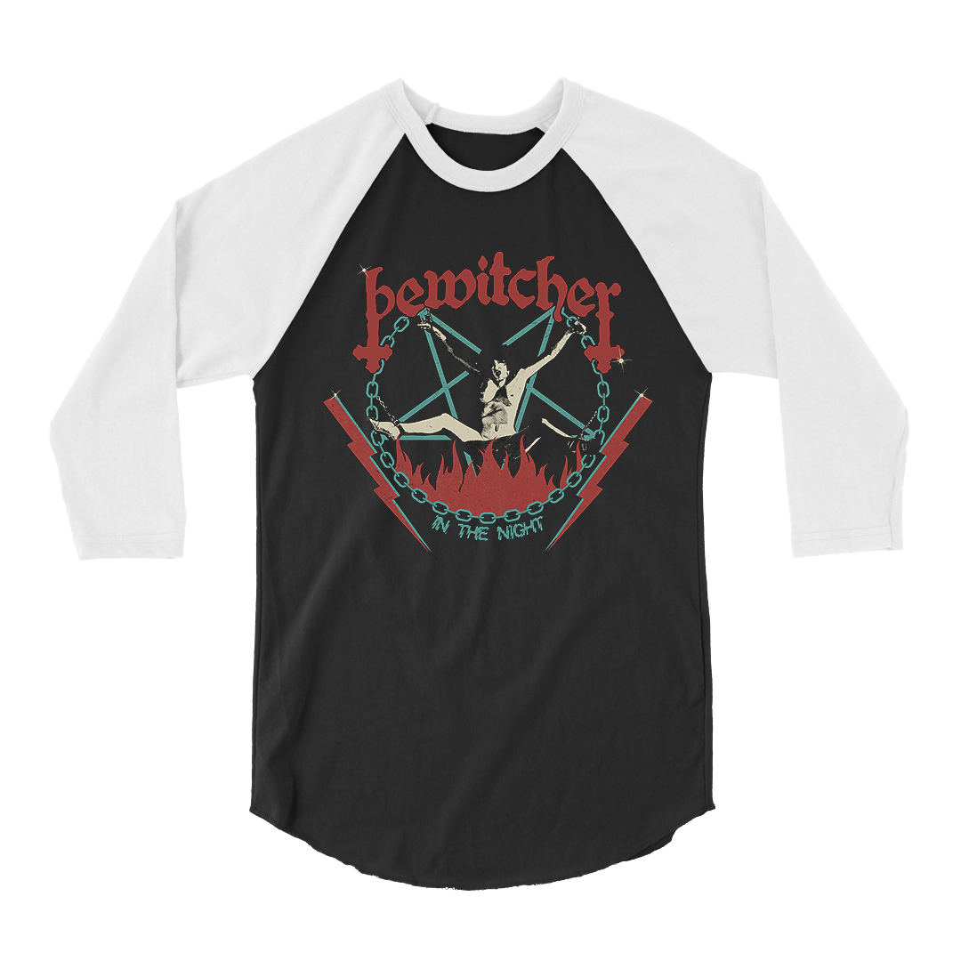 Bewitcher - In The Night Raglan - Black/White