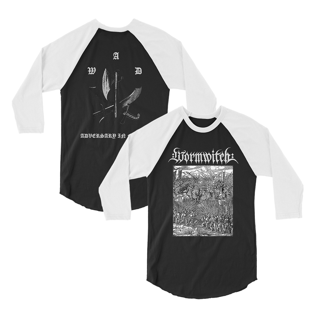 Wormwitch - Adversary in Flames Raglan - Black/White