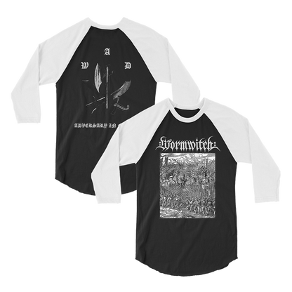 Wormwitch - Adversary in Flames Raglan - Black/White