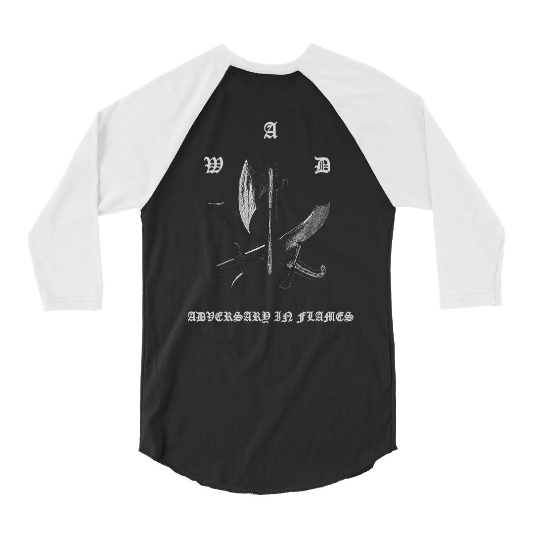 Wormwitch - Adversary in Flames Raglan - Black/White